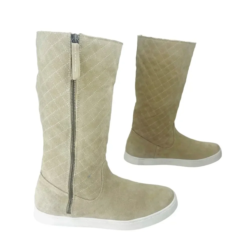 G.H. BASS Zina Women Tan Winter Sneaker Boot Size 9.5 Suede Faux Fur Lining New